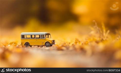 Yellow school bus. back to school background. Illustration Generative AI
