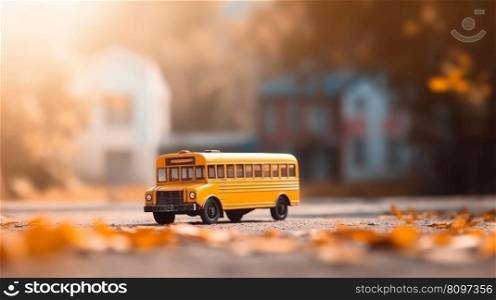 Yellow school bus. back to school background. Illustration Generative AI
