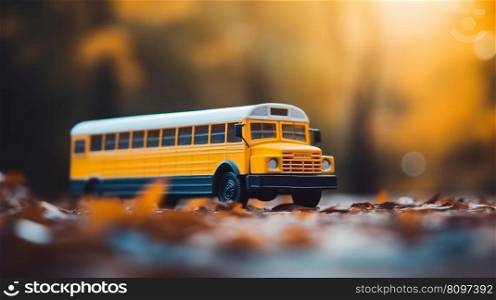 Yellow school bus. back to school background. Illustration Generative AI 