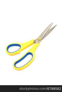 yellow scissors isolated on a white background
