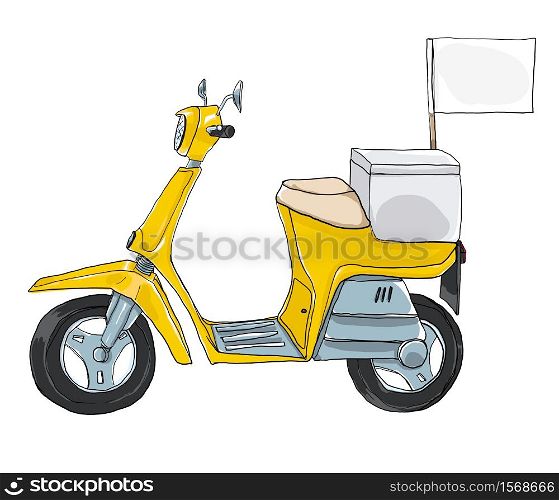 Yellow scooter delivery cute art illustration
