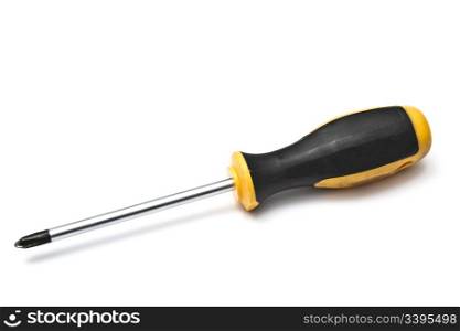 Yellow screwdriver isolated on white background
