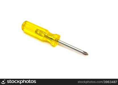 yellow screwdriver on white background