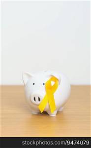 Yellow September, Suicide prevention day, Childhood, Sarcoma, bone and bladder cancer Awareness month, Yellow Ribbon for Donation, Charity, C&aign, Money Saving, Fund and World cancer day concept