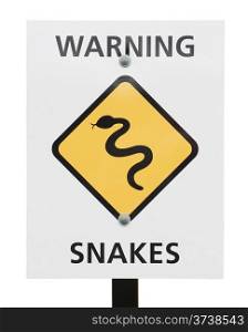 yellow snakes warning sign in the beach in Australia