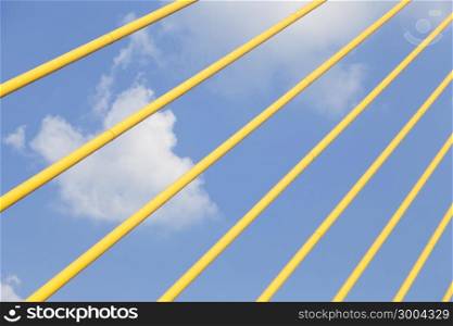 Yellow steel wires of the bridge anchor links.