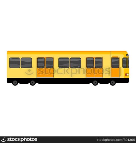 Yellow subway train icon. Cartoon of yellow subway train vector icon for web design isolated on white background. Yellow subway train icon, cartoon style