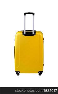 Yellow suitcase isolated on white background