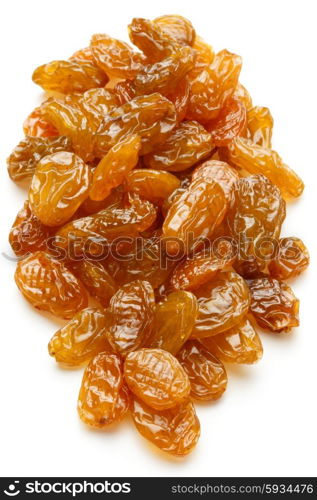 Yellow sultanas raisins isolated on white background cutout