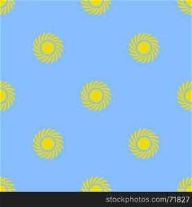 Yellow Sun Seamless Pattern on Blue Background. Yellow Sun Seamless Pattern