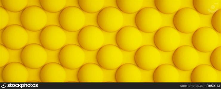 yellow texture with repeated round bumps, spheric background, 3d rendering, panoramic image