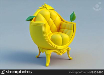 yellow trendy lemon color armchair interior element illustration Generative AI.