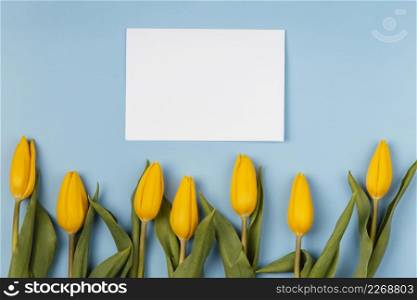 yellow tulips with blank card