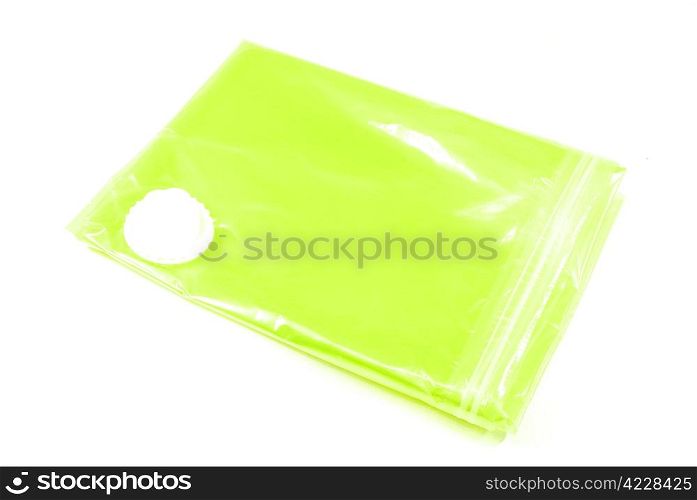yellow vacuum storage clothes bag isolated on white