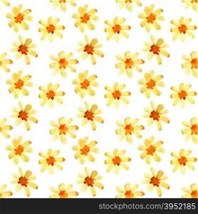 Yellow watercolor flowers - seamless pattern