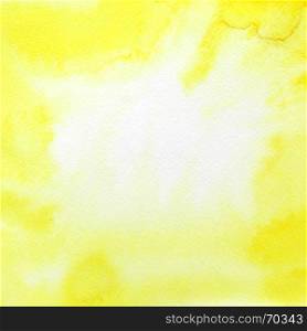 Yellow watercolor frame with texture of paper - space for your own text