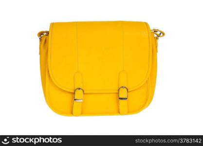 Yellow women bag isolated on white background