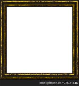 Yellow wooden frame. Vintage grunge yellow wooden frame with white background.