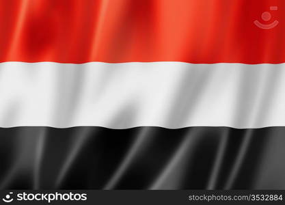 Yemen flag, three dimensional render, satin texture. Yemen flag