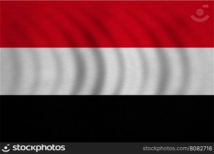 Yemeni national official flag. Patriotic symbol, banner, element, background. Correct colors. Flag of Yemen wavy with real detailed fabric texture, accurate size, illustration
