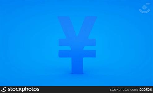 Yen sign isolated on blue background. 3d illustration.. Yen sign isolated on blue background. 3d illustration