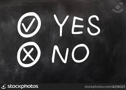 Yes and No check boxes on a blackboard