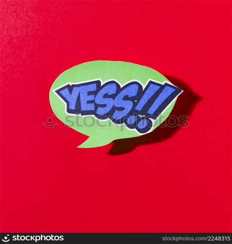 yes comic green speech bubble red background