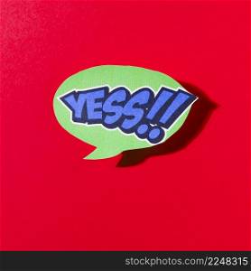 yes comic green speech bubble red background