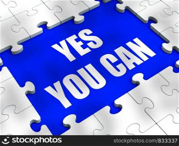 Yes you can concept icon means affirmative action and inspiration to succeed. Become a winner through motivation and encouragement - 3d illustration