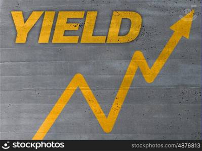 yield graph concept on cement texture background. yield graph concept on cement texture background.
