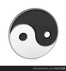 Yin Yang symbol over white background. 3d render