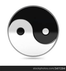 Yin Yang symbol over white background. 3d render