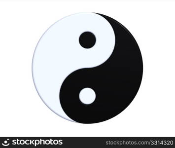 Ying-yang symbol isolated on white, 3d render