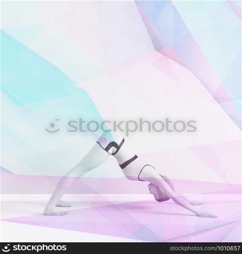 Yoga Brochure Template with Woman Performing Pose. Yoga Brochure Template
