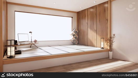 yoga interior design,cleaning minimalist room japan style. 3D rendering