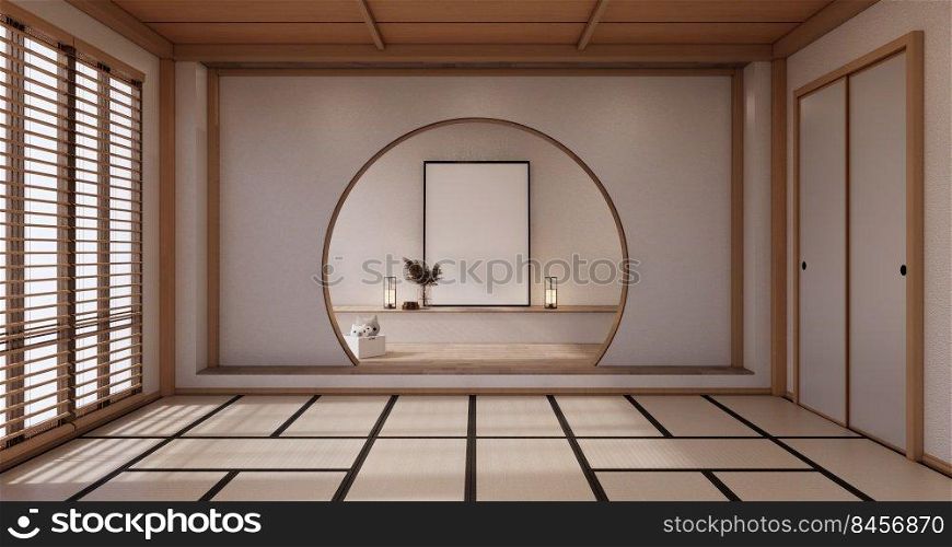 yoga interior design,cleaning minimalist room japan style. 3D rendering