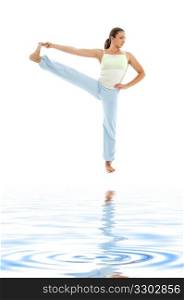 yoga standing on white sand #2