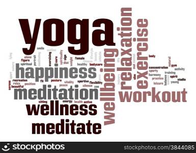Yoga word cloud with white background image with hi-res rendered artwork that could be used for any graphic design.. Yoga word cloud with white background