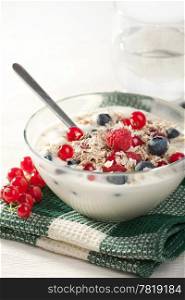yoghurt with cereal and wild berries