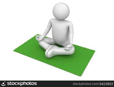 Yogi on the green carpet (3d isolated on white background characters series)