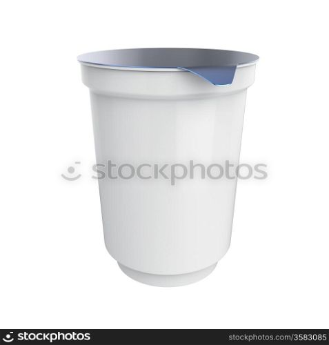 Yogurt cup on white background