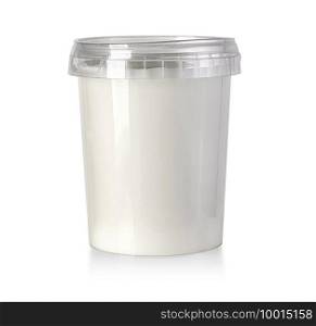 yogurt in a plastic jar with a lid isolated on white with clipping path