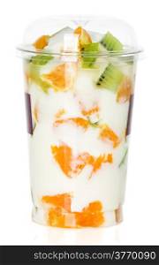 Yogurt with fruit in a glass