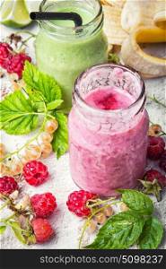 yogurt with mix of summer berry. Summer fruit dessert, yogurt with fresh raspberry and currant berries
