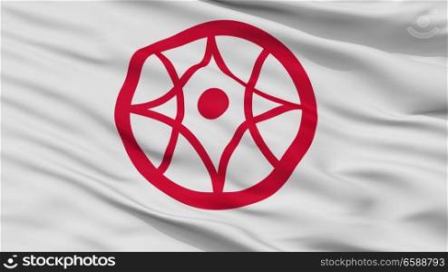 Yokkaichi City Flag, Country Japan, Mie Prefecture, Closeup View. Yokkaichi City Flag, Japan, Mie Prefecture, Closeup View
