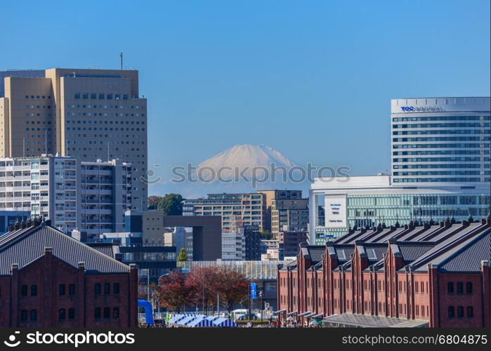 Yokohama, Japan - November 23, 2013: Landscape of Yokohama City which is the capital of Kanagawa Prefecture and is the second largest city in Japan.