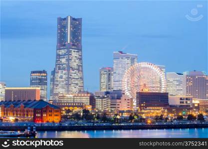 Yokohama Skyline building and skyscraper in downtown at dusk, Japan.