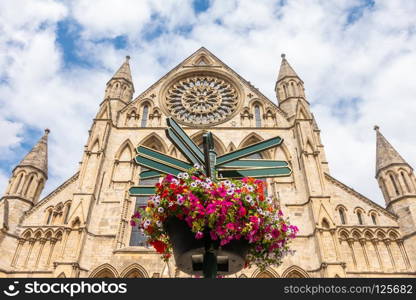 York minster Cathedral with cloudy blue sky, York, England UK.