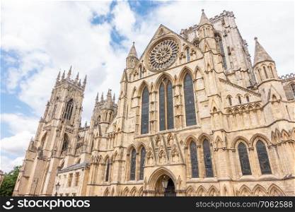 York minster Cathedral with cloudy blue sky, York, England UK.