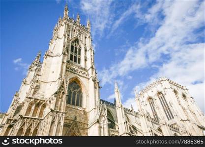 York Minster with blue sky and clouds